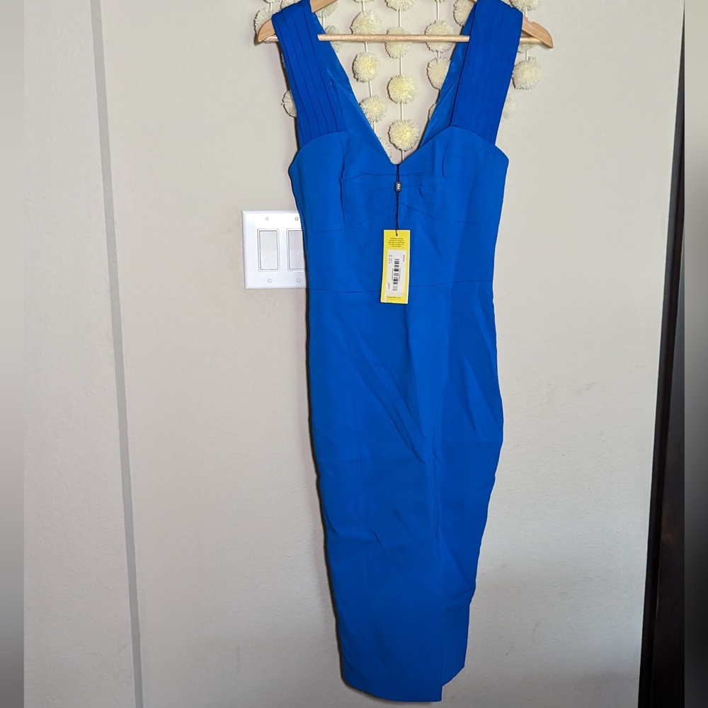 Karen Millen Sweetheart Viscose Dress in Cobalt Blue Size 6 - Picture 4 of 6